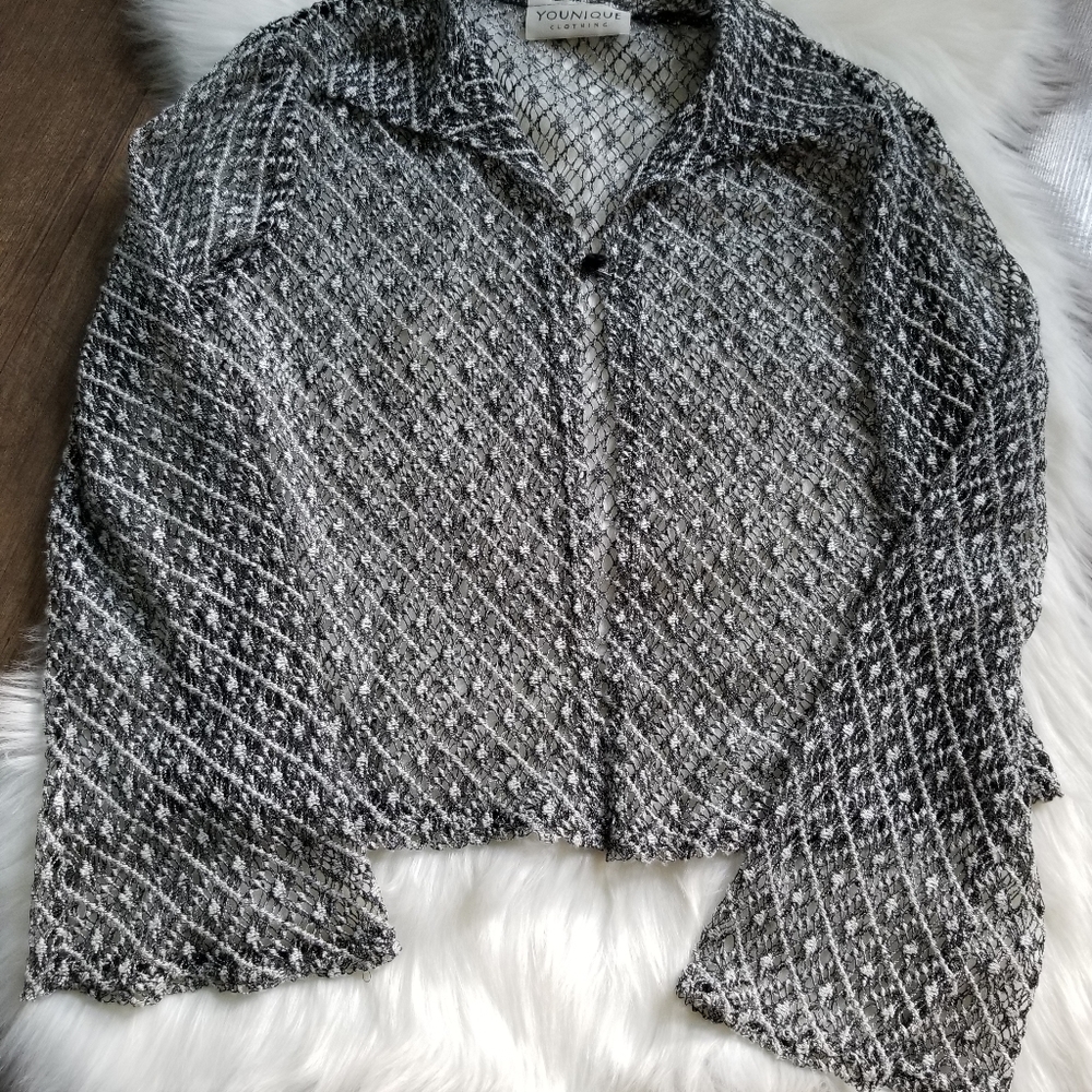 YOUNIQUE BLACK AND WHITE CARDIGAN